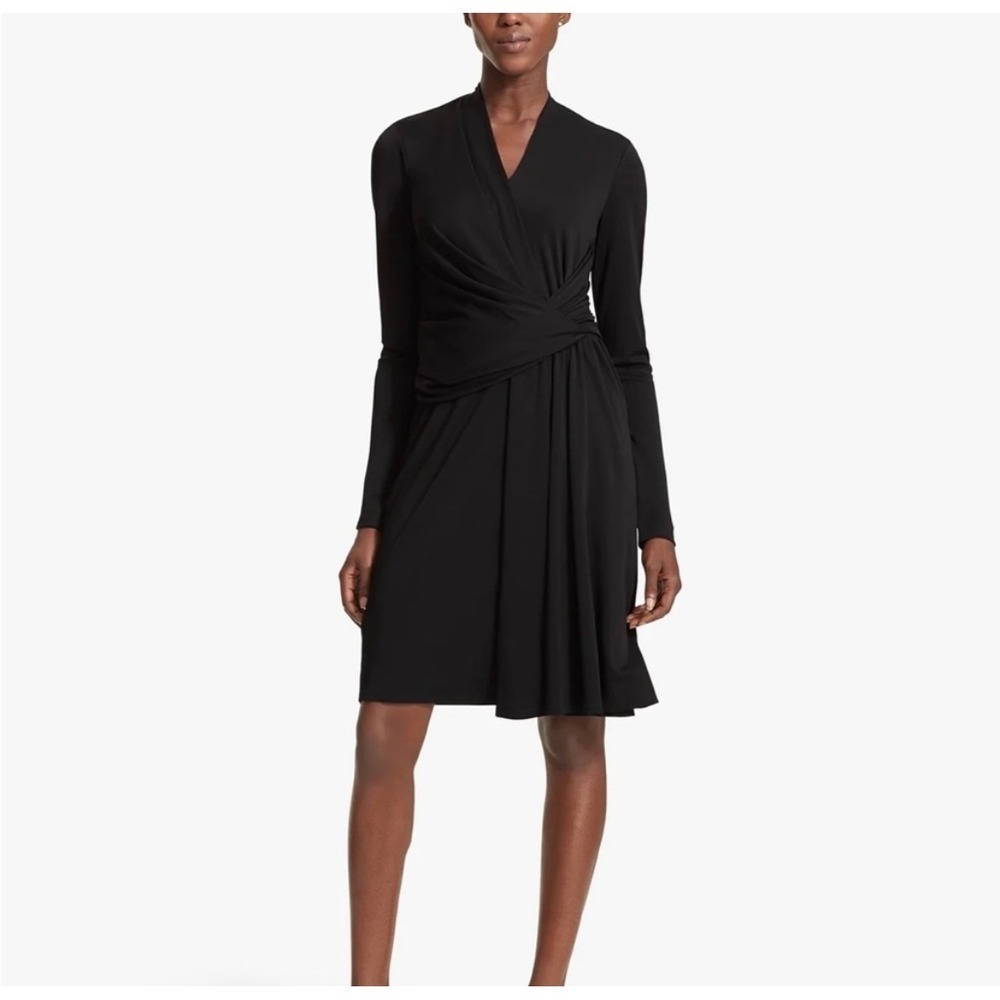 M.M. LaFleur Morgan Black Long Sleeve‎ Wrap Dress Career Office Chic Size 10
